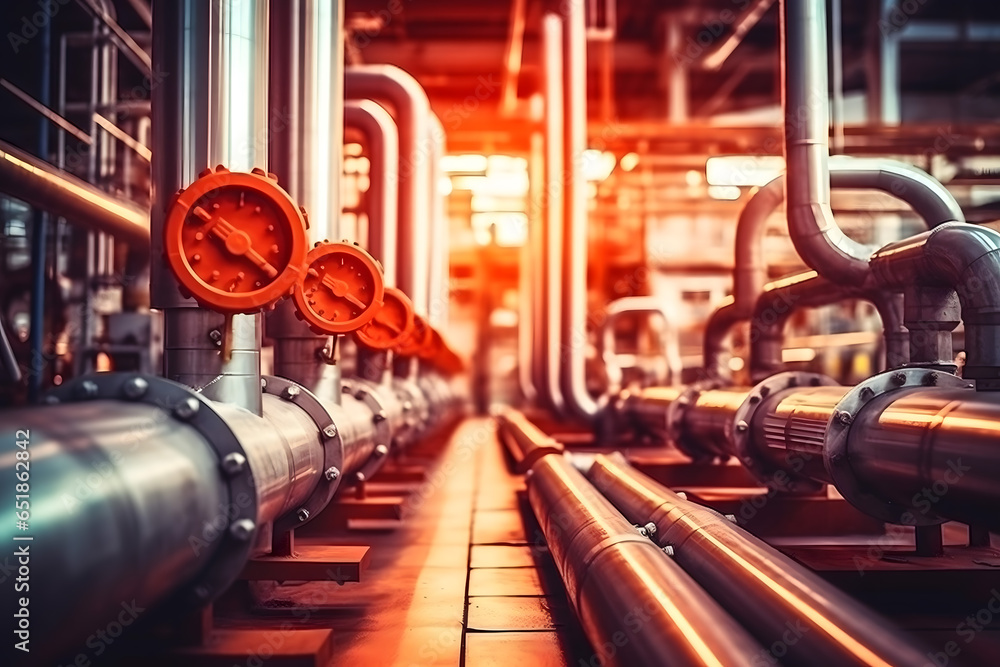 industrial pipes and valves, Industrial zone, Steel pipelines and