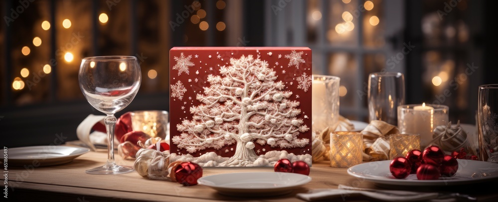 Christmas, New Year interior with red brick wall background, decorated fir tree with garlands and balls. Christmas, New Year interior with red brick wall background, decorated fir tree with garlands and balls.