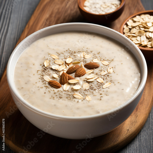 bowl of oatmeal with almonds