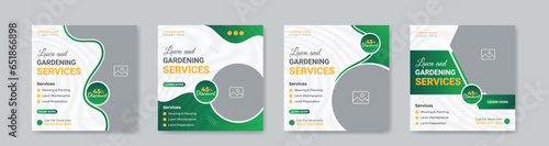 Garden Maintenance and Lawn Care Social Media post design template Set. Complete Bundle for Agriculture and Farming Businesses
