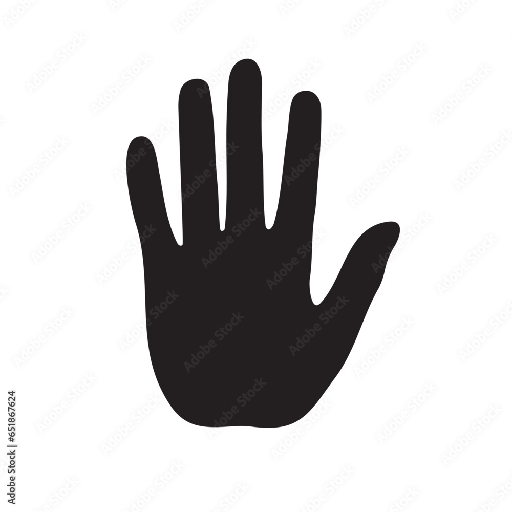 black hand silhouette isolated on white background. Hello, hi, peace, stop, ban, block sign. Do not touch symbol. prohibition sign. black hand silhouette isolated on white background. Hello, hi, peace, stop, ban, block sign. Do not touch symbol. prohibition sign.