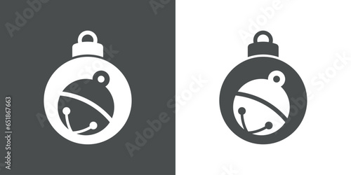 Tiempo de Navidad. Icono jingle bell. Logo con silueta de bola de navidad con cascabel para su uso en invitaciones y felicitaciones