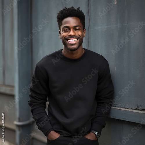 Illustration of a fashion portrait with plain sweater mockup, Ai generative ,