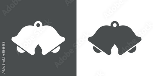 Tiempo de Navidad. Logo campanas de boda. Icono con silueta de 2 campanas de navidad para su uso en invitaciones y felicitaciones