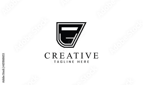 E creative style minimal simple unique brand logo design. 