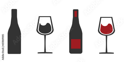 Wine glass and bottle icon. Winery sign vector ilustration.