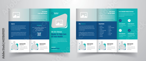 Modern and clean medical healthcare business trifold brochure template layout design