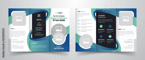 Modern and creative medical healthcare business trifold brochure template layout design