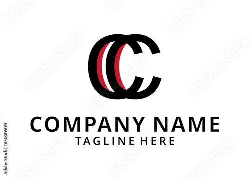 initial letter logo CC, C inside C rounded lowercase red black