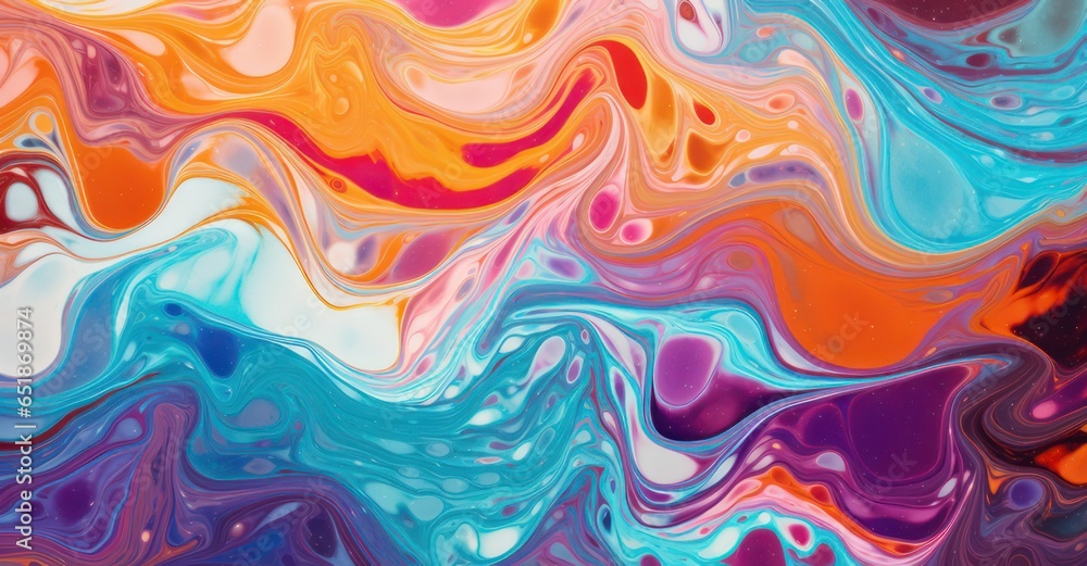 detailed texture of marbled paper in swirling colors, suitable as a vivid and artistic background - obrazy, fototapety, plakaty 
