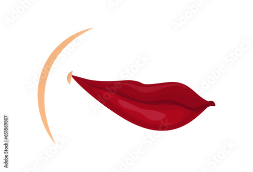 The smirk of a girl. Lips. Facial expression. Vector. Illustration