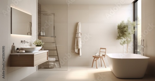 Cream light ceramic bathroom