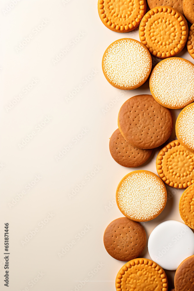 minimalistic cookies wallpaper with solid Background, empty copy space mock up minimalistic cookies wallpaper with solid Background, empty copy space mock up