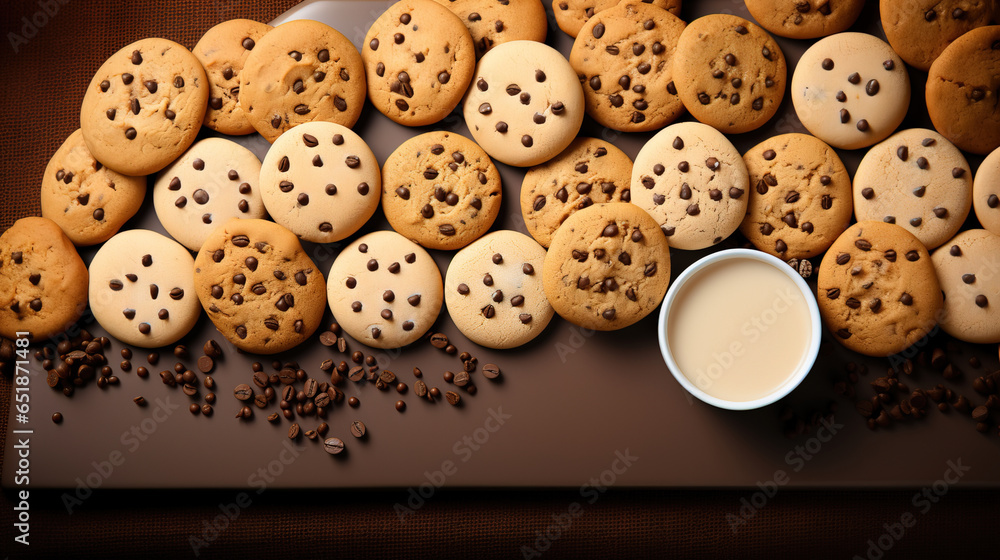minimalistic cookies wallpaper with solid Background, empty copy space mock up
