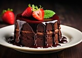 Chocolate cake with strawberry for toping.