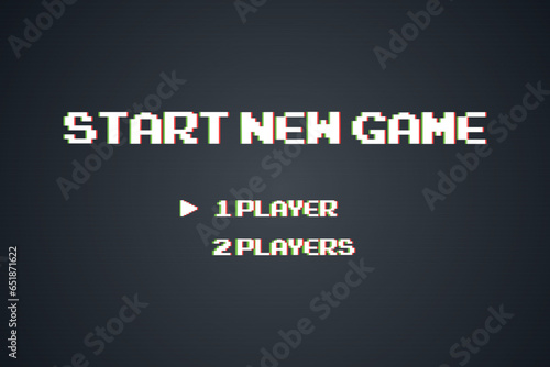 Start a new game background with player selection.8 bit game.retro game.