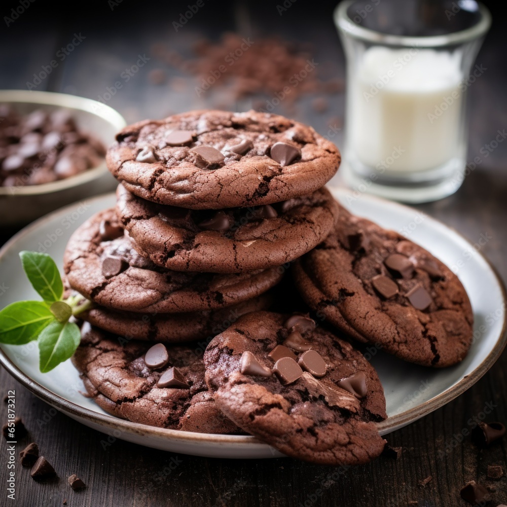 Homemade chocolate cookies with chocolate chips Homemade chocolate cookies with chocolate chips