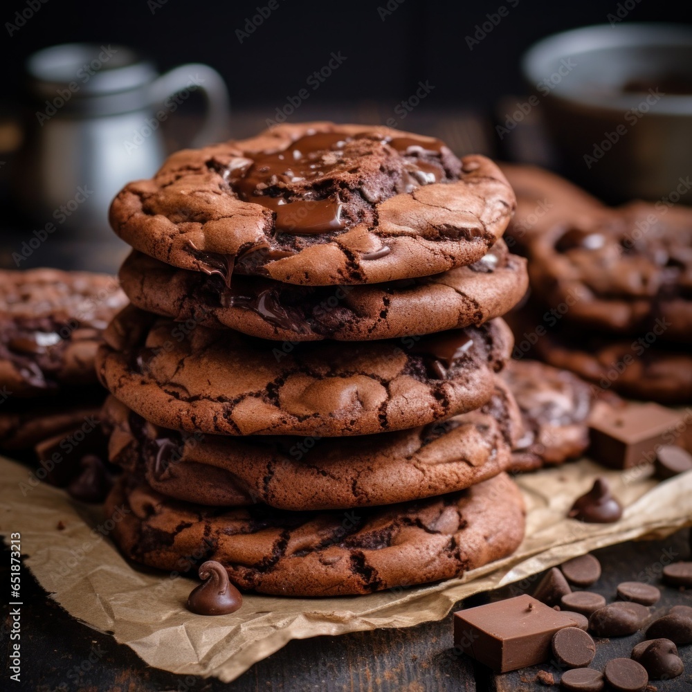 Homemade chocolate cookies with chocolate chips Homemade chocolate cookies with chocolate chips