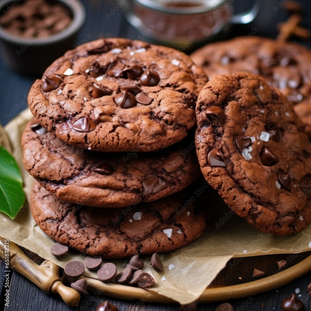 Homemade chocolate cookies with chocolate chips