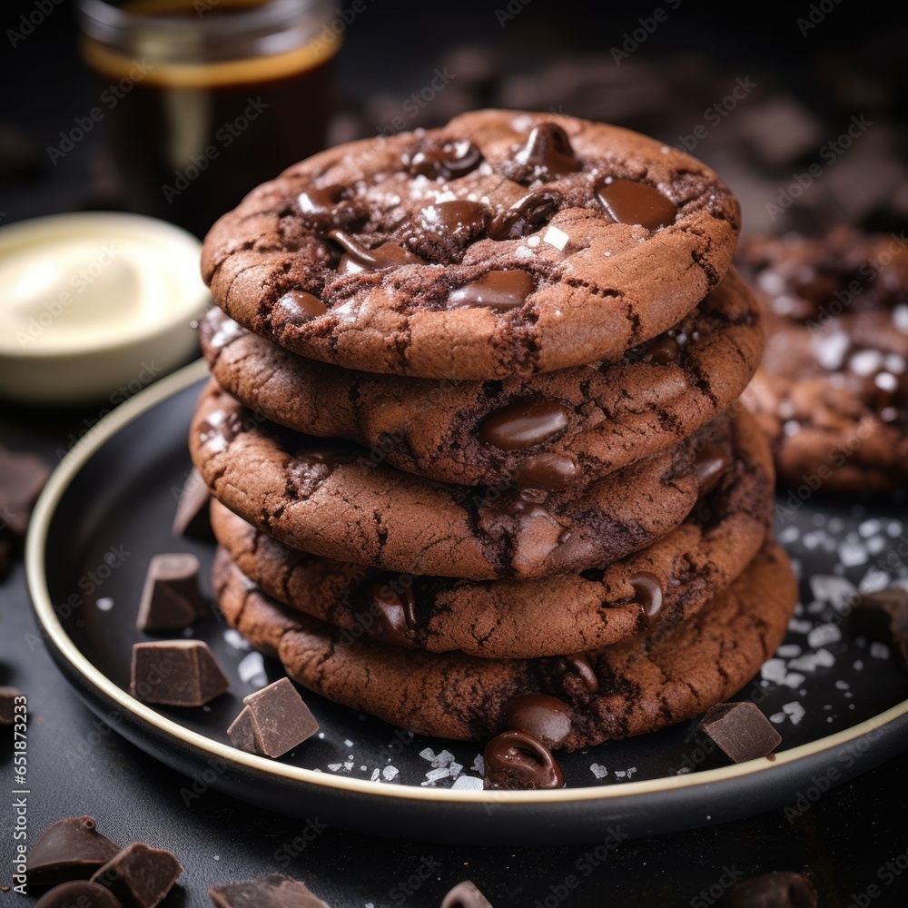 Homemade chocolate cookies with chocolate chips Homemade chocolate cookies with chocolate chips