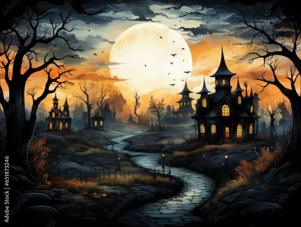 Spooky Cartoon Halloween Greeting Card Spooky Cartoon Halloween Greeting Card