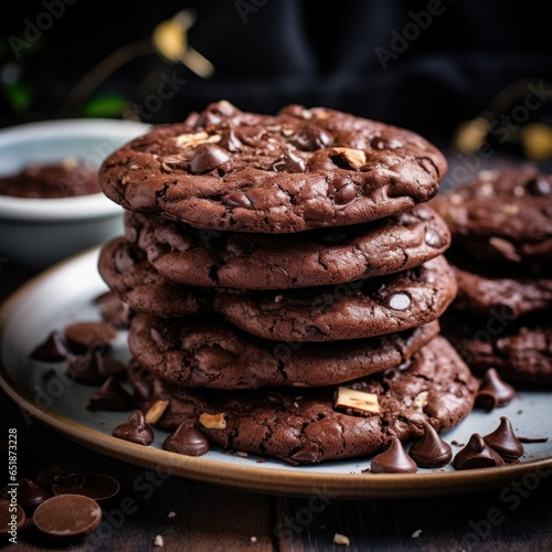 Homemade chocolate cookies with chocolate chips