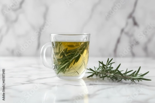 Mug infused tea. Herb glass. Generate Ai