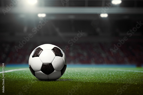 soccer ball on stadium close up © reddish