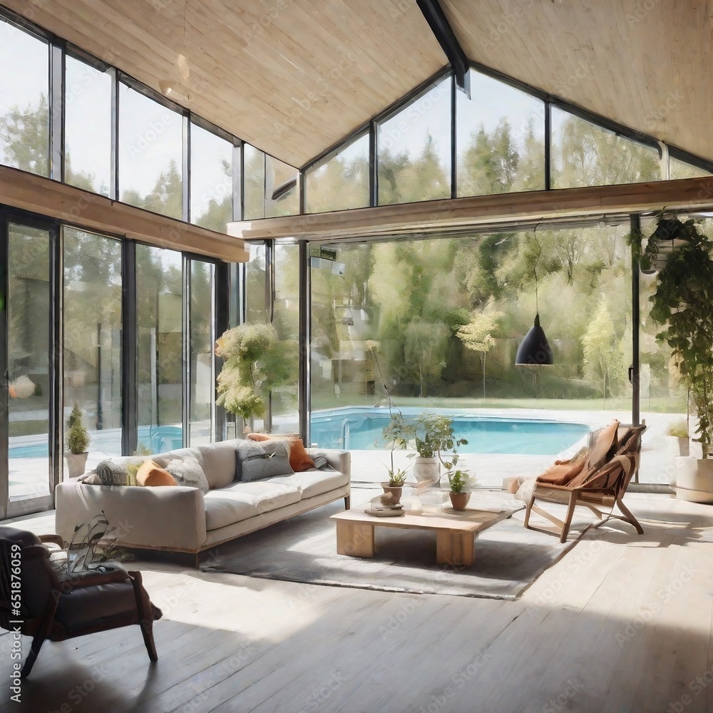 Fototapeta premium modern living room with pool