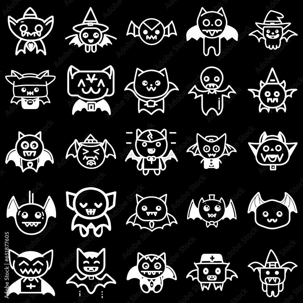 Halloween Clipart -Black and White Line Art, Cute Halloween Coloring