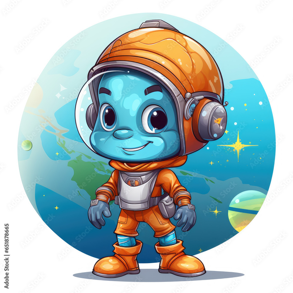 Astronaut in space with headphones and planets in the background illustration Astronaut in space with headphones and planets in the background illustration