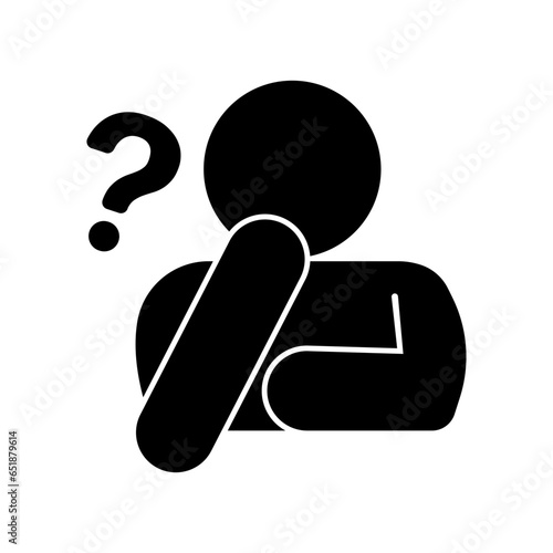 Worried person silhouette icon. Doubts and Worry. Vector.