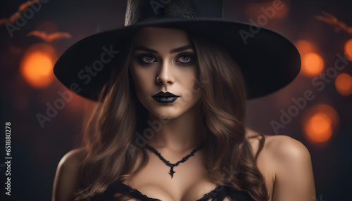 Halloween Special a girl wear a Halloween costume pumpkins background ai generated 