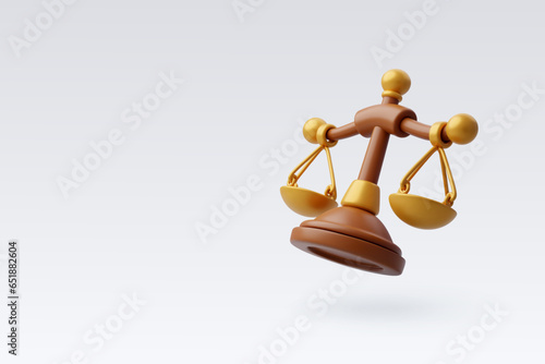 3d Vector Balance and justice, Scales of the law and fairness, Law concept.