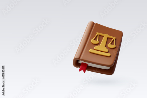 3d Vector Law book, Law and fairness concept.