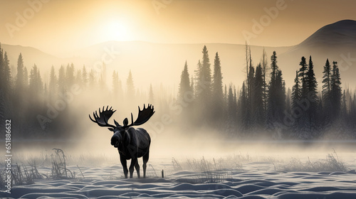moose in the fog. 