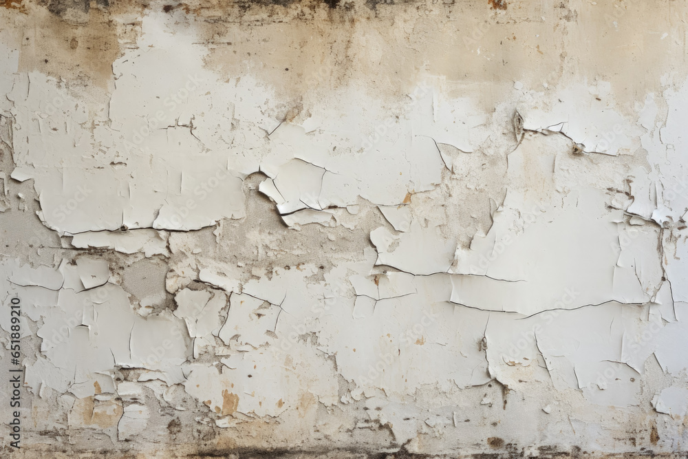 Peeling white paint on old cement wall forms textured panorama Peeling white paint on old cement wall forms textured panorama