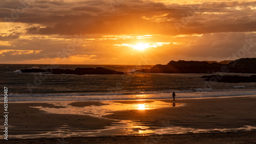 Sunset at Trearddur bay Beach photo