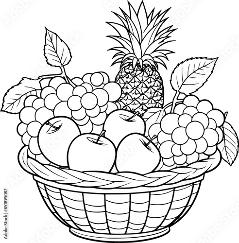 Fotografie a black and white outline drawing of a fruit in the basket