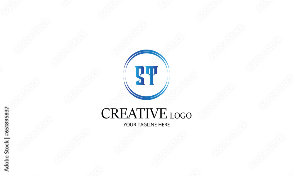 ST  creative circle blur gradient logo design for all kind of business.