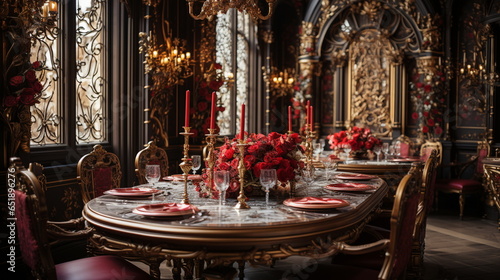 Within a 1500s Russian castle the intricate dining room