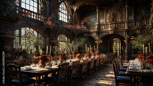 Within a 1500s Russian castle the intricate dining room photo