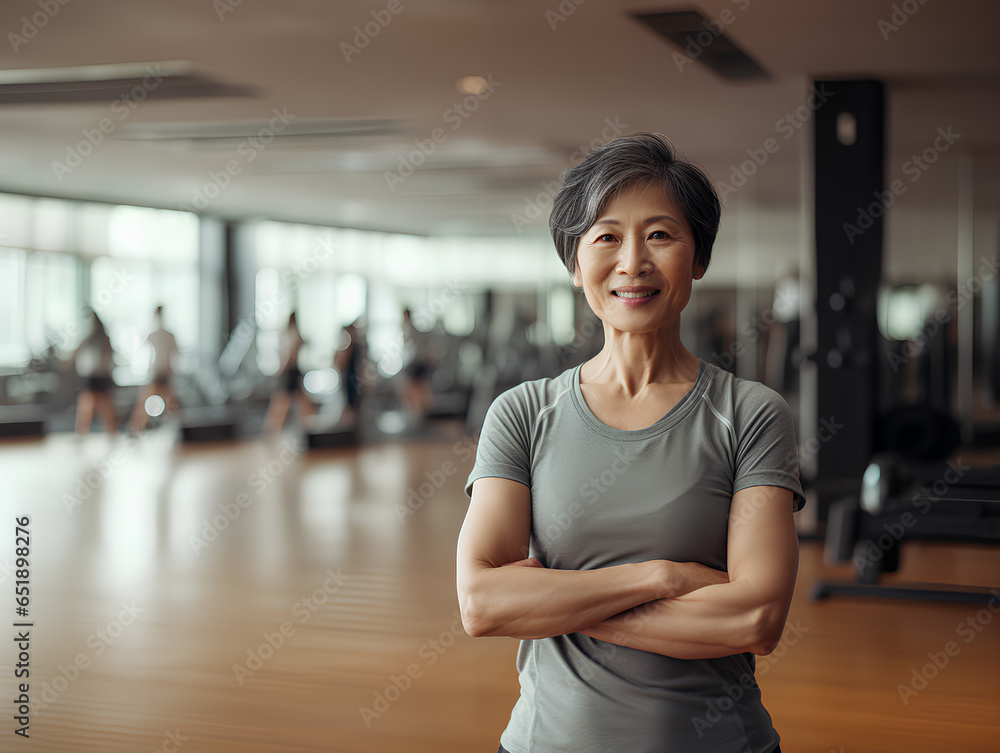Fototapeta premium Healthy Senior woman in gym fitness concept