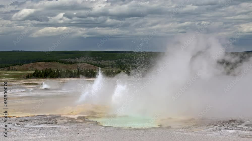 Fountain Geyser in Yellowstone Lower Geyser Basin, Yellowstone National Park, Wyoming, United States of America Fountain Geyser in Yellowstone Lower Geyser Basin, Yellowstone National Park, Wyoming, United States of America