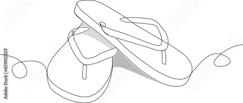 Continuous single line drawing of a pair of thongs photo