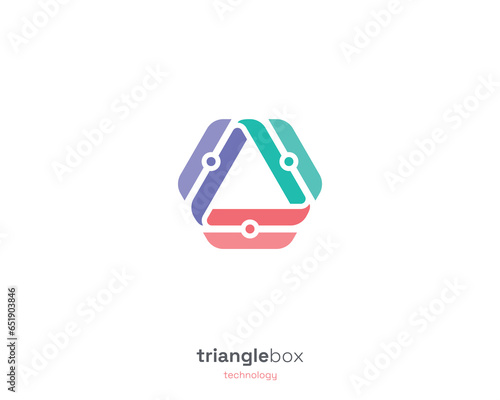 Colorful triangle hexagon technology logo
