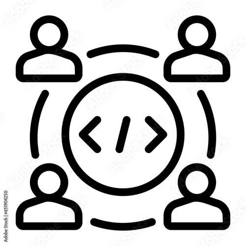 team work line icon