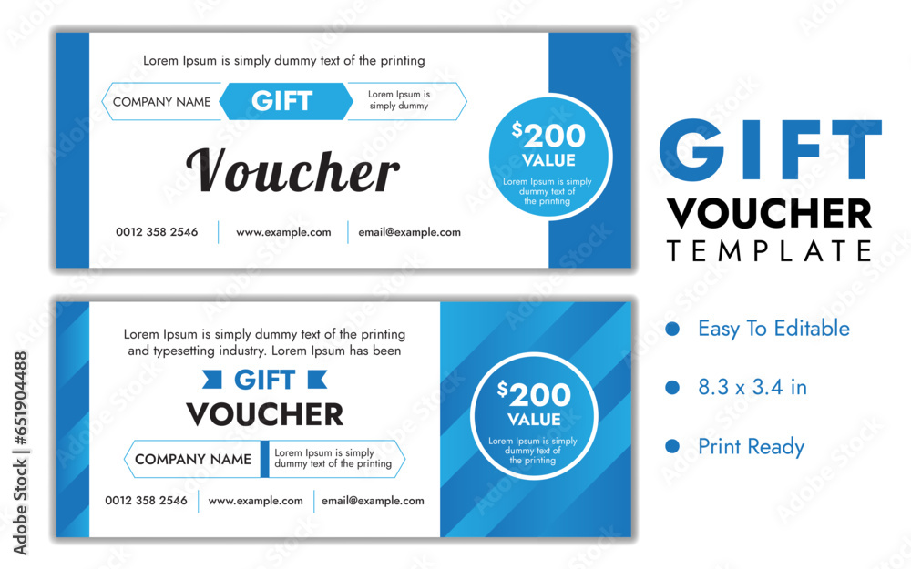 Gift Voucher Template Coupon Card Set. Customer Gift Certificate Or Reward Bonus Card. Gift Voucher Template Coupon Card Set. Customer Gift Certificate Or Reward Bonus Card.