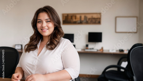 Plussize businesswoman manager ceo working in office