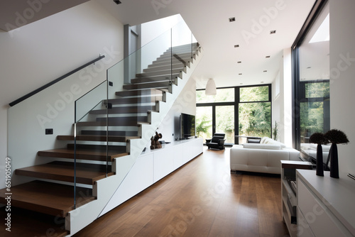 Modern staircase in home design architecture. © Sawai Thong